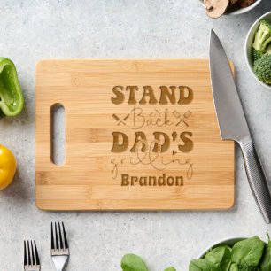 Stand Back Dad's Grilling Custom Name Funny BBQ Engraved Cutting Board