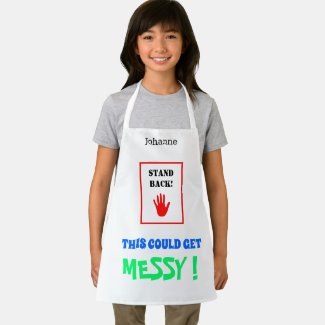Stand Back This Could Get Messy white personalised Apron