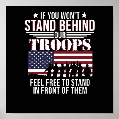 Stand Behind Our Troops Happy Veterans Day Support Poster