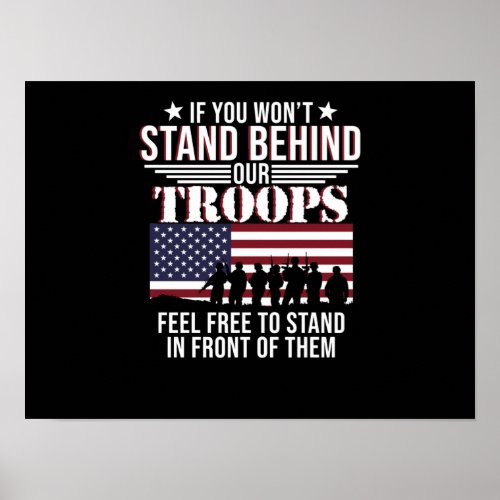 Stand Behind Our Troops Happy Veterans Day Support Poster