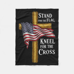 Stand For Flag Kneel For Cross Patriotic Christian Fleece Blanket