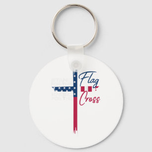 Stand For The Flag, Kneel For The Cross Keychain