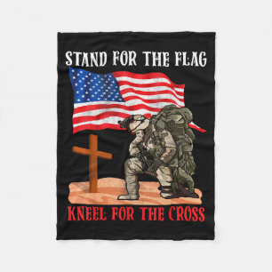 Stand For The Flag Kneel For The Cross Patriotic C Fleece Blanket