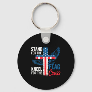 Stand For The Flag, Kneel For The Cross Patriotic Keychain