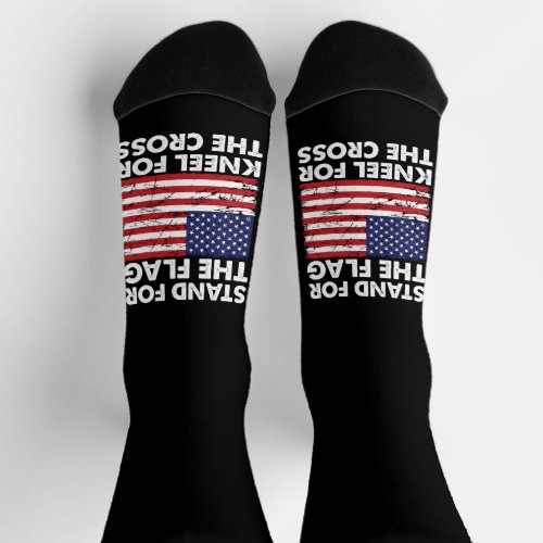 Stand for The Flag Kneel for The Cross Patriotic  Socks