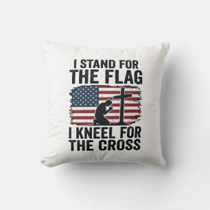 Stand for the Flag Kneel for the Cross Shirt Desig Throw Pillow