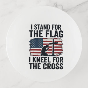 Stand for the Flag Kneel for the Cross Shirt Desig Trinket Tray