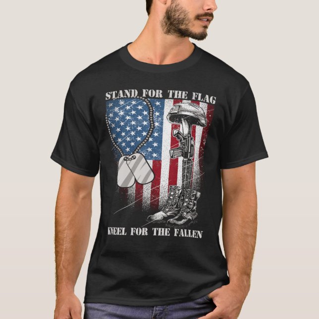 STAND FOR THE FLAG KNEEL FOR THE FALLEN T-Shirt (Front)