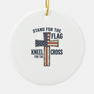 Stand for the Flag Patriotic Cross Design_1 Ceramic Ornament