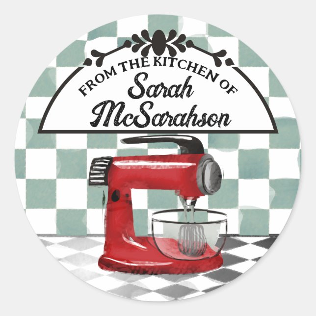 Stand mixer baking bakery gift tag sticker (Front)