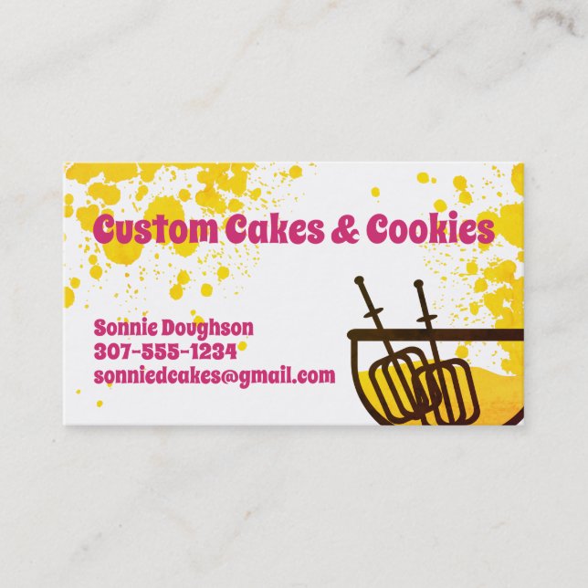 Stand mixer cake batter bakery business card (Front)