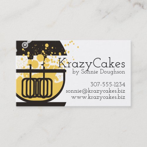 Stand mixer cake batter splatter bakery baking business card
