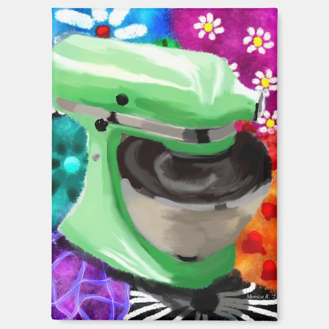 Stand Mixer Funky Abstract Art Green Pink Magnet (Front)