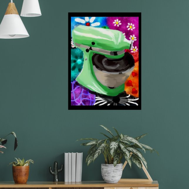 Stand Mixer Funky Abstract Art Green Pink Poster (Living Room 1)