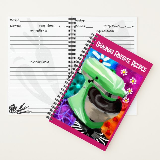 Stand Mixer Funky Art Personalized Recipe Notebook (Inside)