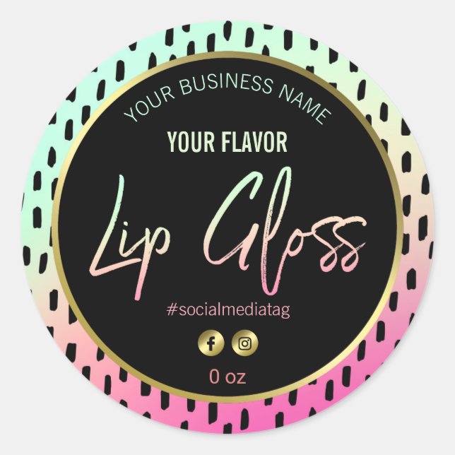 Stand Out Colorful Lip Gloss Labels (Front)