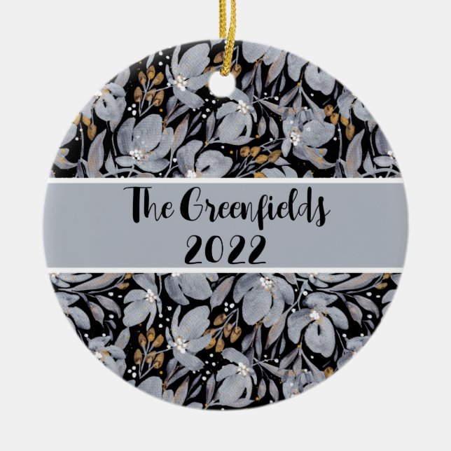 Stand Out Floral Customizable Ceramic Ornament (Front)