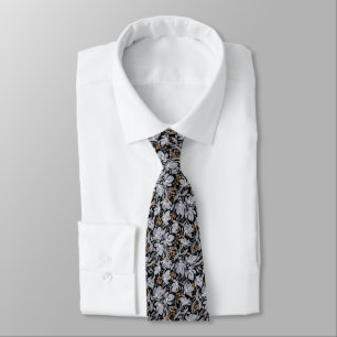 Stand Out Gold & Silver Modern Floral Designer Neck Tie