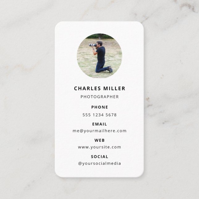 Stand Out in Style! Modern Minimalist Photography Business Card (Front)