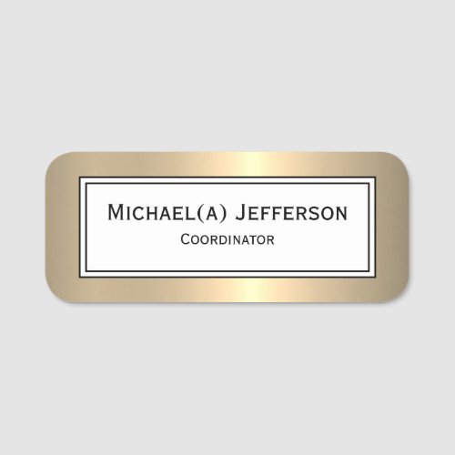 Stand Out in Style With This Gold And White Black Name Tag