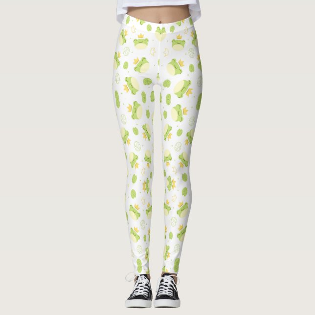 Stand out with Cute Frog and Crown Leggings (Front)