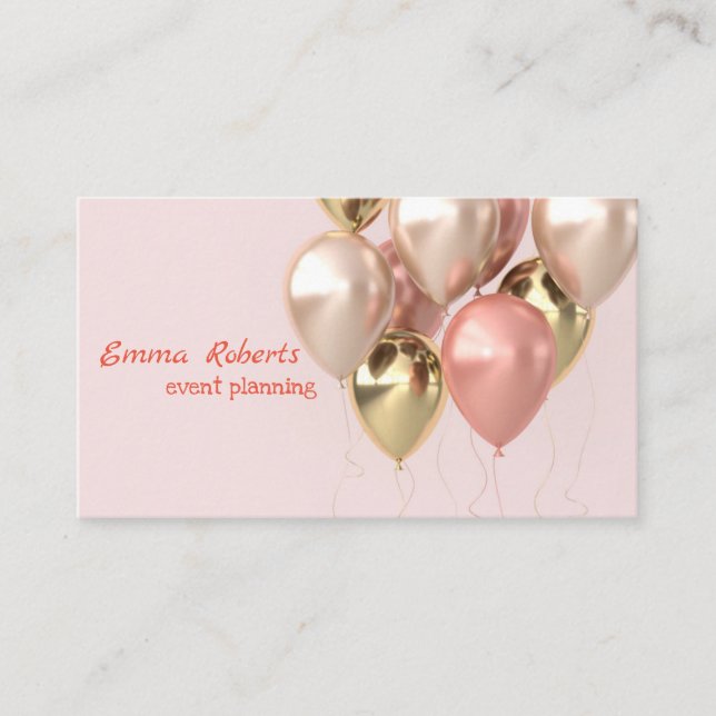 Stand Out with Elegant Pink Balloon Design Business Card (Front)