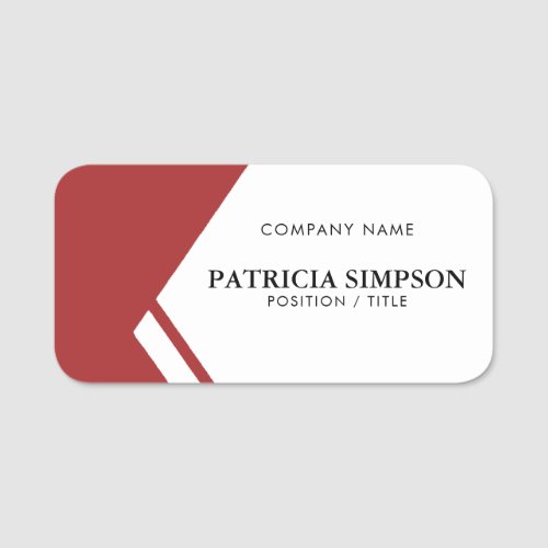 Stand out with this Elegant White And Dark Red Name Tag
