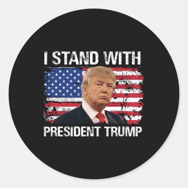 Stand President Trump American Flag Trump 2024 Men Classic Round Sticker (Front)