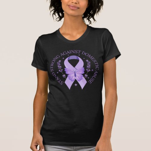 Stand Strong Against Domestic Abuse Purple Ribbon T_Shirt