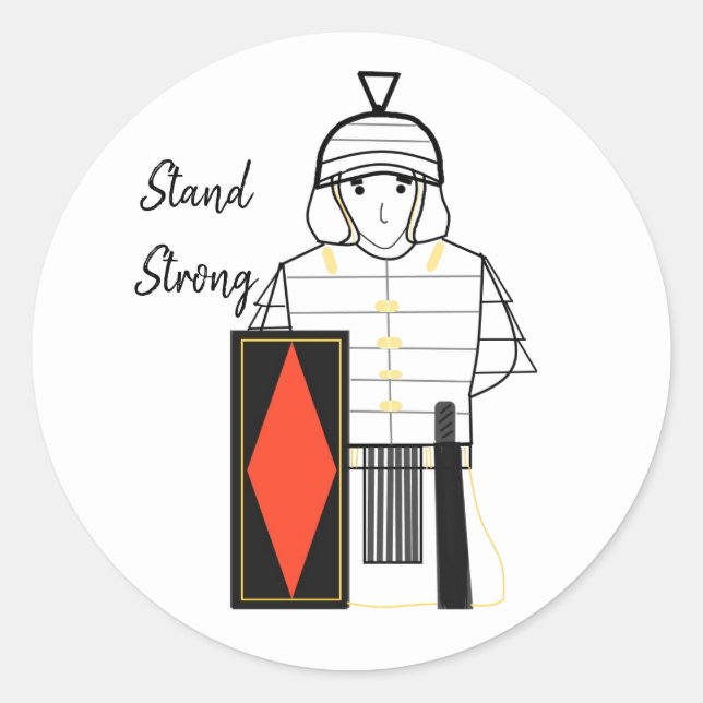 Stand Strong Roman Soldier  Classic Round Sticker (Front)