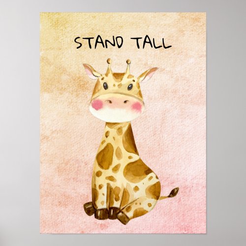 Stand Tall Baby Giraffe Textured Poster