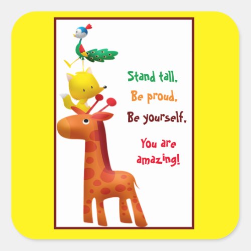 Stand Tall Child Positive Affirmation  Square Sticker