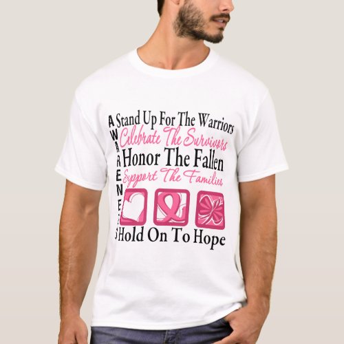 Stand Up Celebrate Honor Collage Breast Cancer T_Shirt