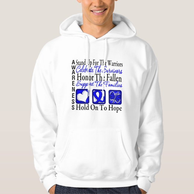 Stand Up Celebrate Honor Collage Colon Cancer Hoodie (Front)
