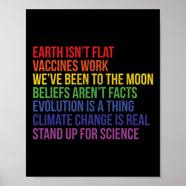 Stand Up For Science Real Earth Isn't Flat Earth D Poster (Front)