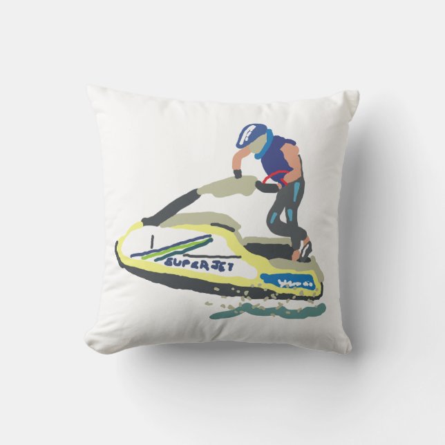 Stand Up Jet Ski SuperJet Throw Pillow (Front)