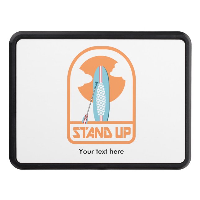 Stand up paddle board retro logo hitch cover (Front)