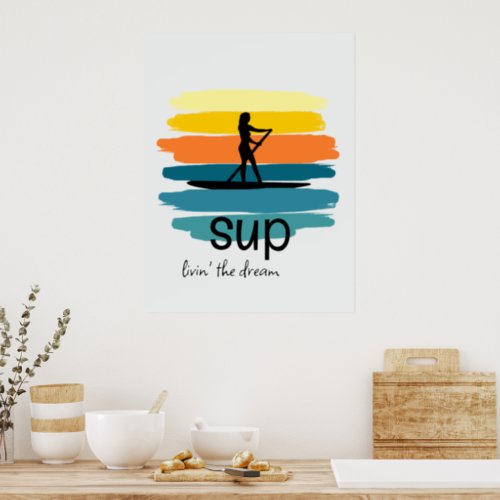 Stand Up Paddle Board Retro SUP Wall Art