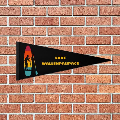 Stand Up Paddle Board SUP Sunset Personalized Pennant Flag