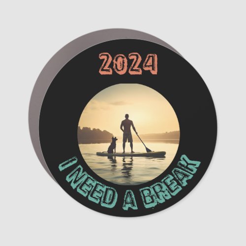 Stand up paddle board surfing with dog car magnet