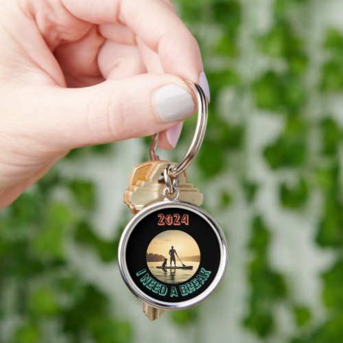 Stand up paddle board surfing with dog keychain