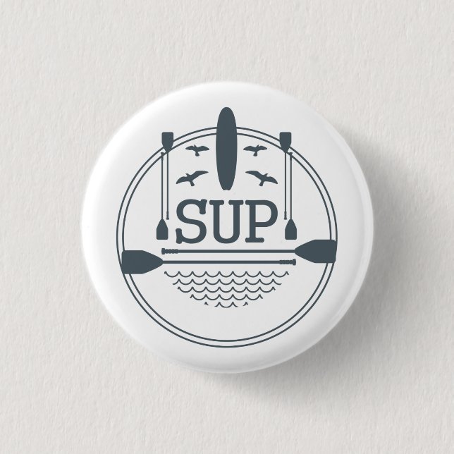 Stand up paddle boarding flat emblem button (Front)