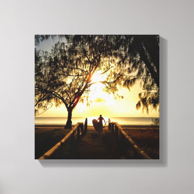 Stand Up Paddle Boarding Sunrise Stretched Canvas Print (Front)