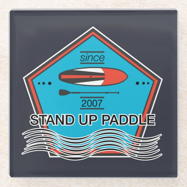 Stand Up Paddle Poster Glass Coaster (Front)