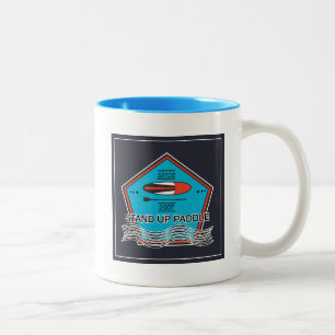 Stand Up Paddle Poster Two-Tone Coffee Mug