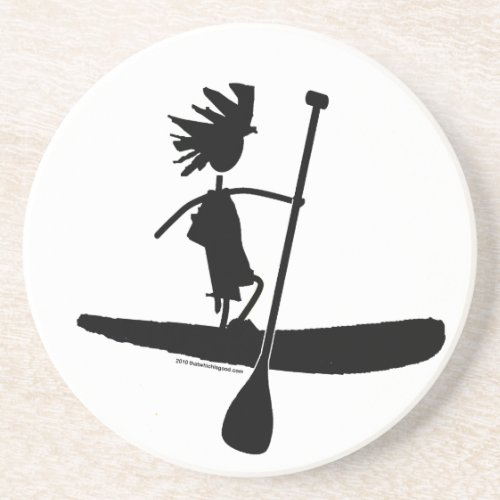 Stand Up Paddle Silhouette Design Drink Coaster