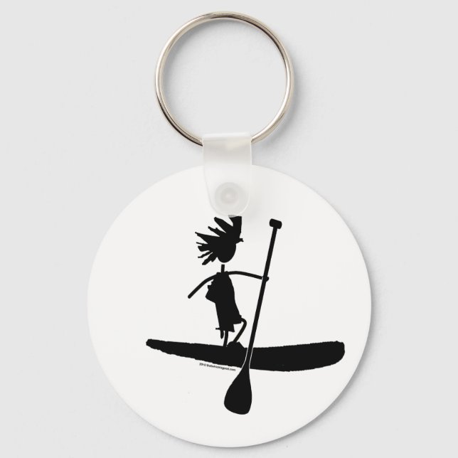 Stand Up Paddle Silhouette Design Keychain (Front)