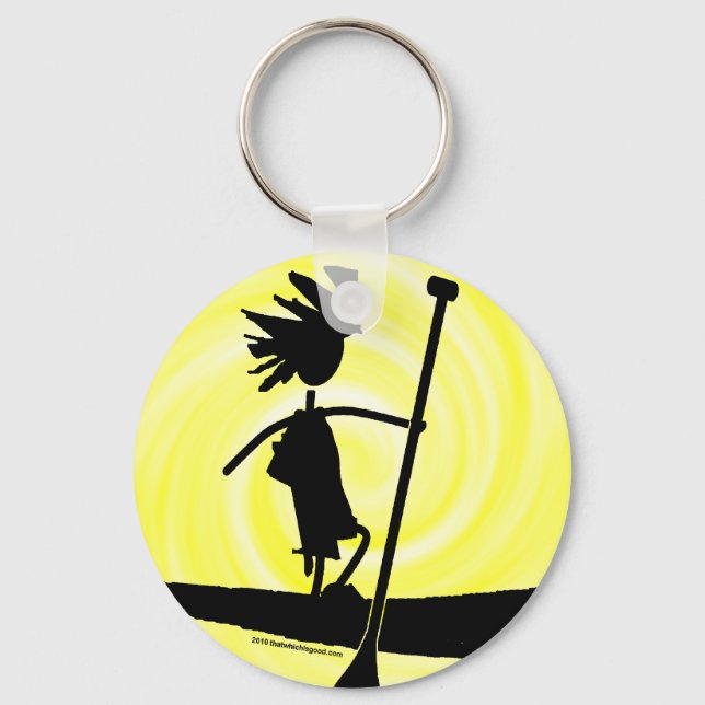 Stand Up Paddle Silhouette Design Keychain (Front)