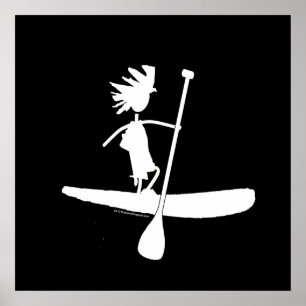 Stand Up Paddle Silhouette Design Poster