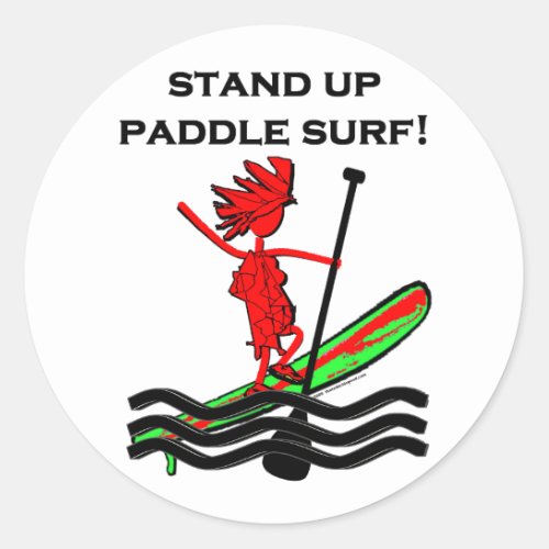 Stand Up Paddle Surf Classic Round Sticker